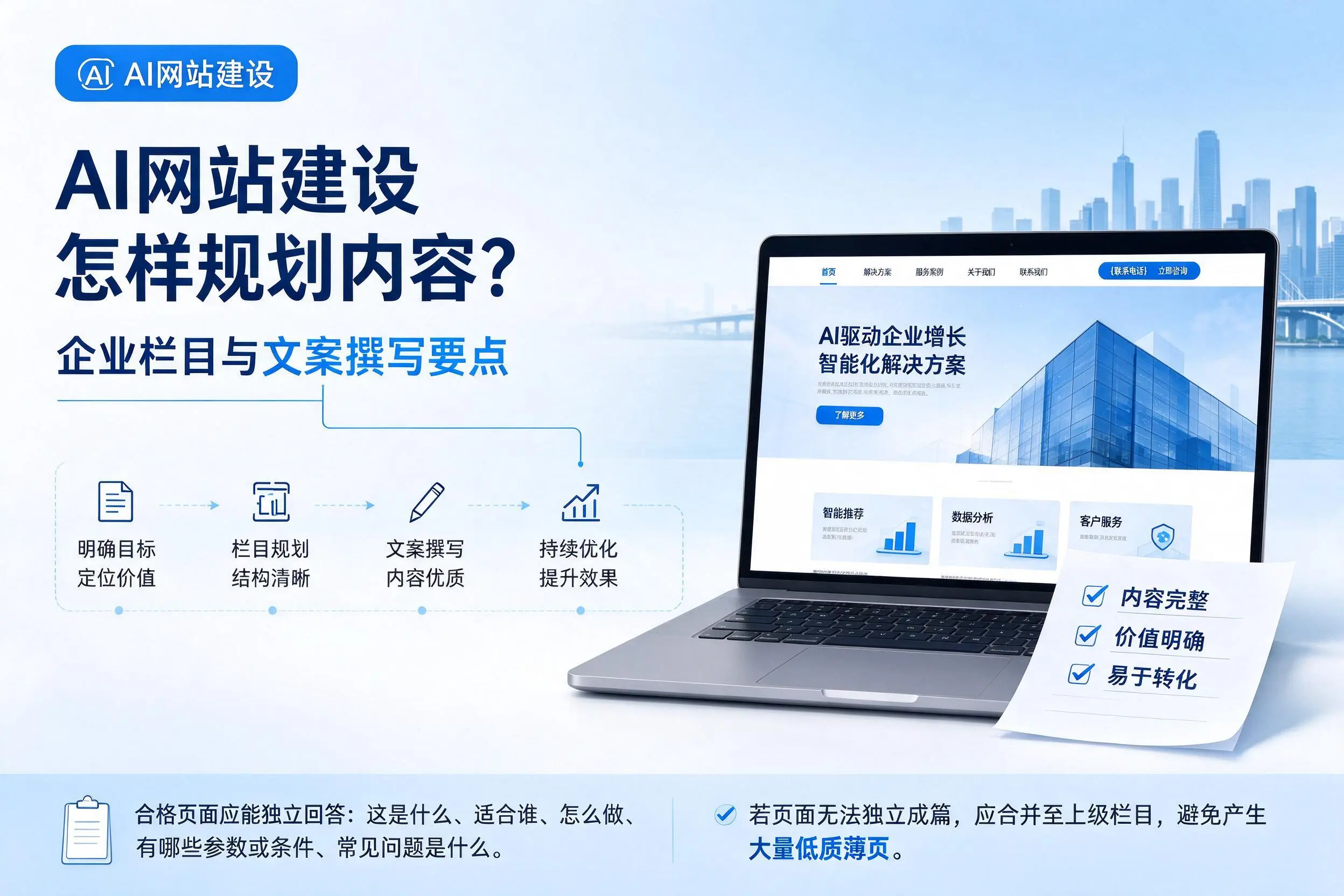 AI网站建设怎样规划内容?林芝企业栏目与文案撰写要点